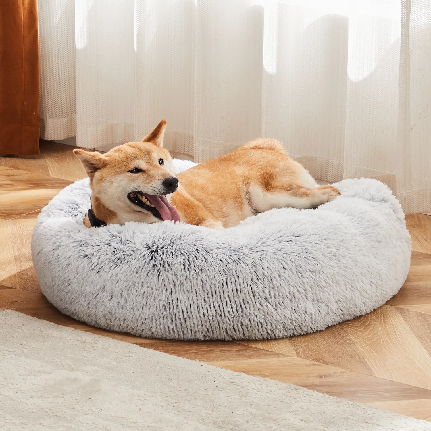 Cozy 24-Inch Non-Slip Round Fluffy Plush Pet Bed for Ultimate Comfort