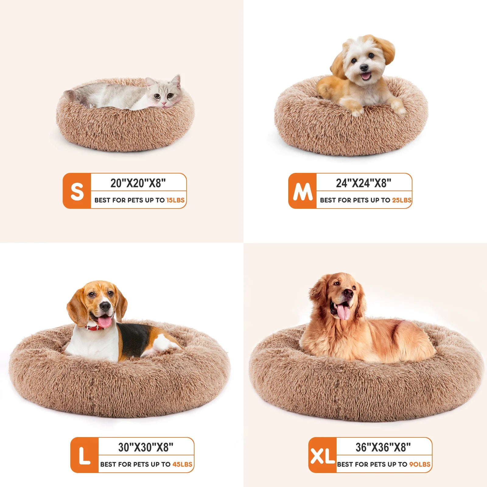 Cozy 24-Inch Non-Slip Round Fluffy Plush Pet Bed for Ultimate Comfort