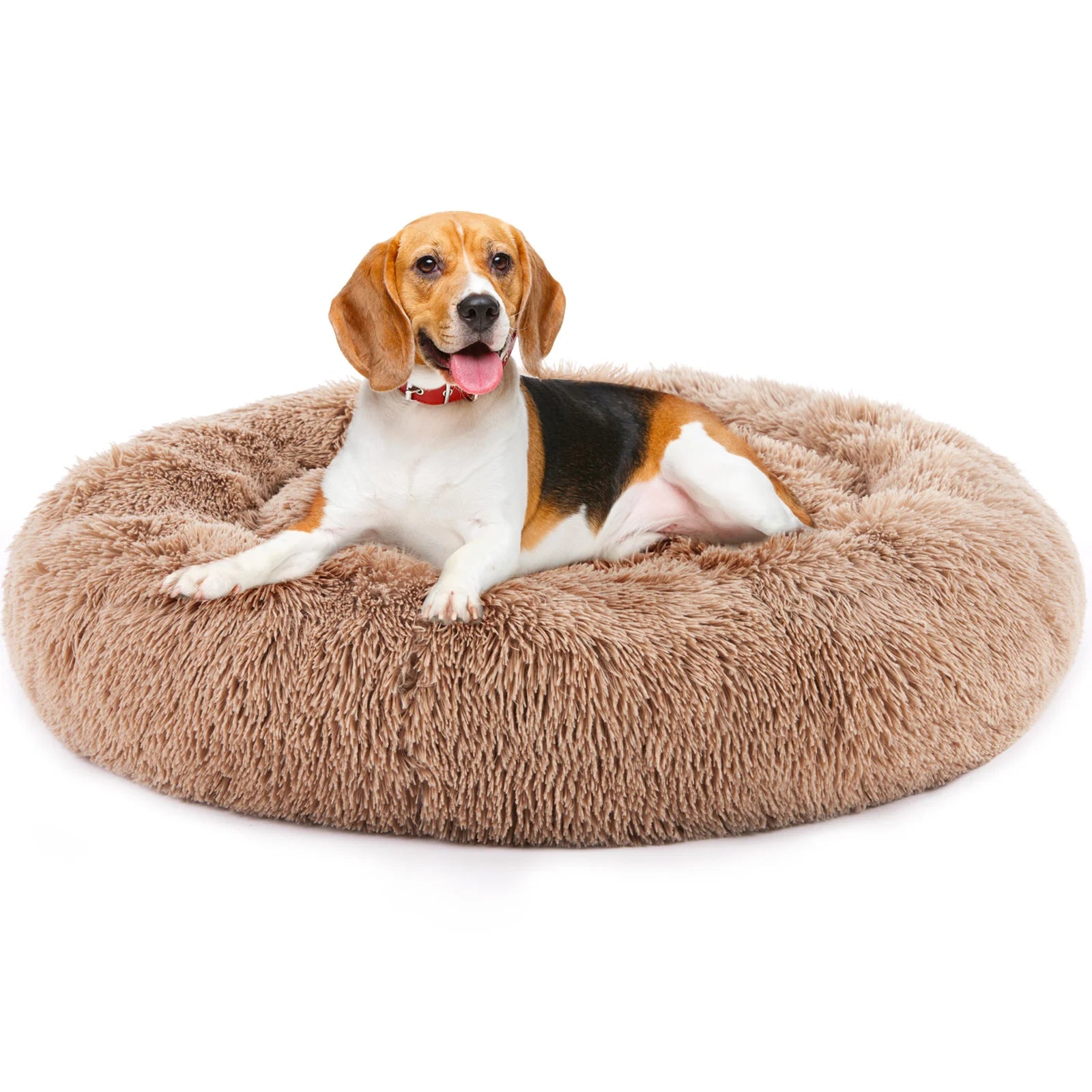Cozy 24-Inch Non-Slip Round Fluffy Plush Pet Bed for Ultimate Comfort