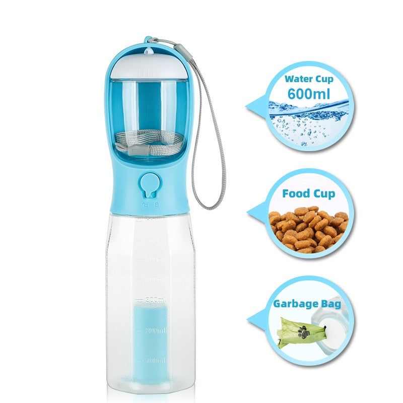 Ultimate 3-in-1 Portable Dog and Cat Water Bottle with Food Feeder and Poop Dispenser - Leak-Proof, Stylish, and Convenient for On-the-Go Pet Adventures!