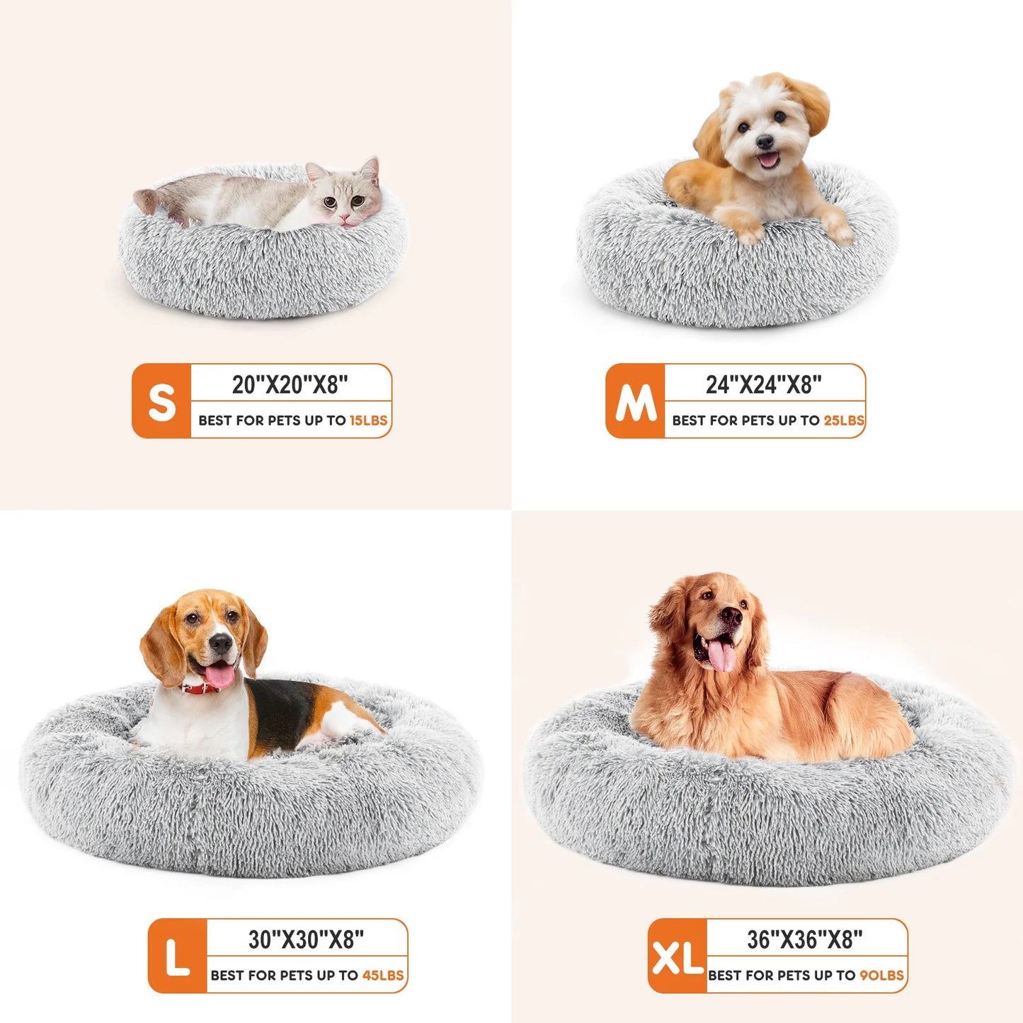 Cozy 24-Inch Non-Slip Round Fluffy Plush Pet Bed for Ultimate Comfort