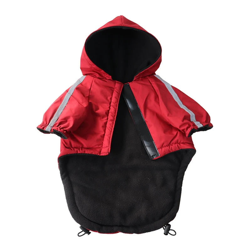 Stylish Waterproof Winter Dog Coat - Warm Cotton Hooded Jacket for Small Dogs and Cats with Reflective Detail