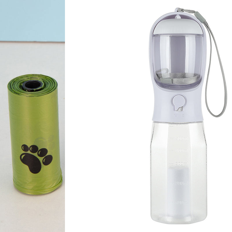 Ultimate 3-in-1 Portable Dog and Cat Water Bottle with Food Feeder and Poop Dispenser - Leak-Proof, Stylish, and Convenient for On-the-Go Pet Adventures!