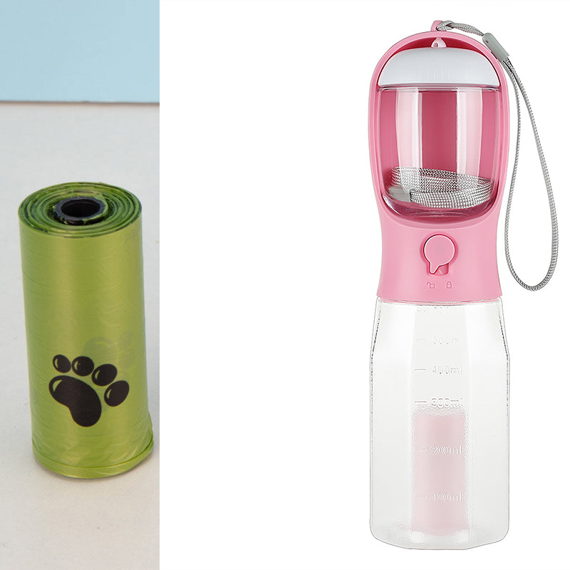 Ultimate 3-in-1 Portable Dog and Cat Water Bottle with Food Feeder and Poop Dispenser - Leak-Proof, Stylish, and Convenient for On-the-Go Pet Adventures!