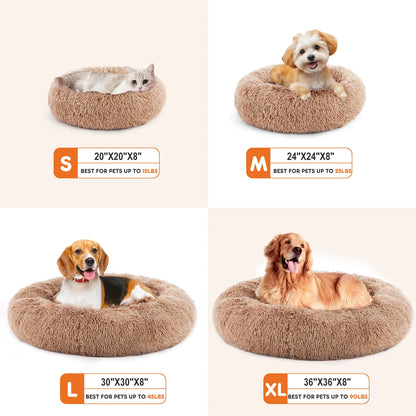 Cozy 24-Inch Non-Slip Round Fluffy Plush Pet Bed for Ultimate Comfort