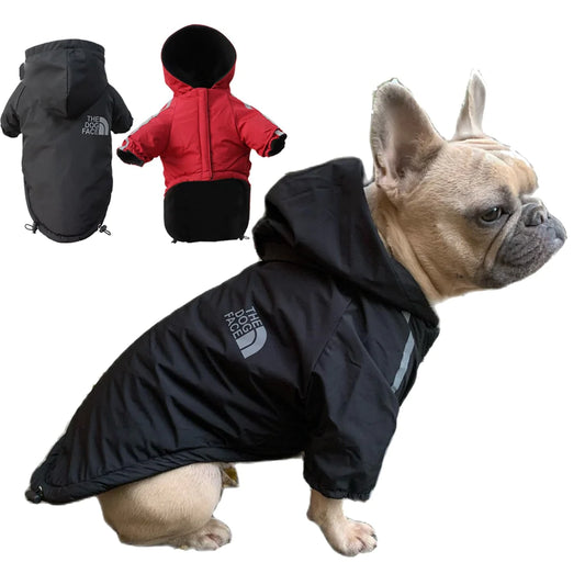 Stylish Waterproof Winter Dog Coat - Warm Cotton Hooded Jacket for Small Dogs and Cats with Reflective Detail